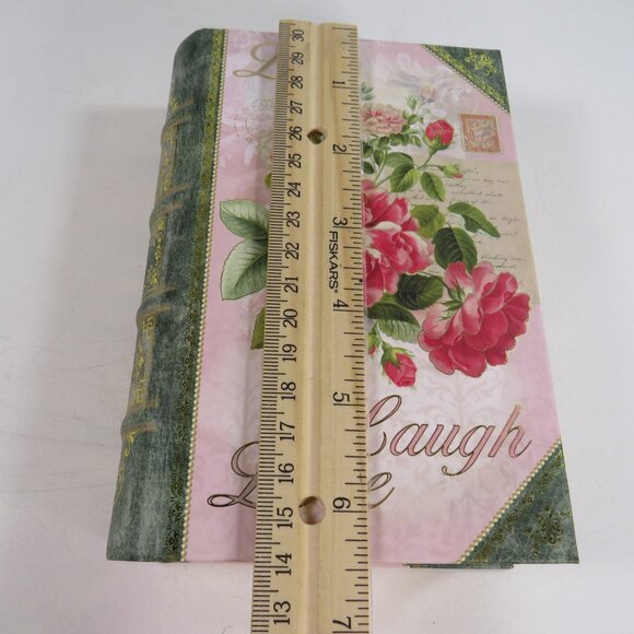Rose Faux Book Box with Gold Accents Double Sided, Floral, "Live, Laugh, Love" - Picture 9 of 11